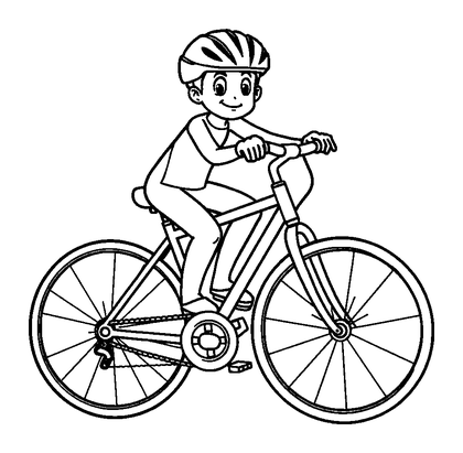 Cycling Colouring Page (Kids, Bold & Easy)