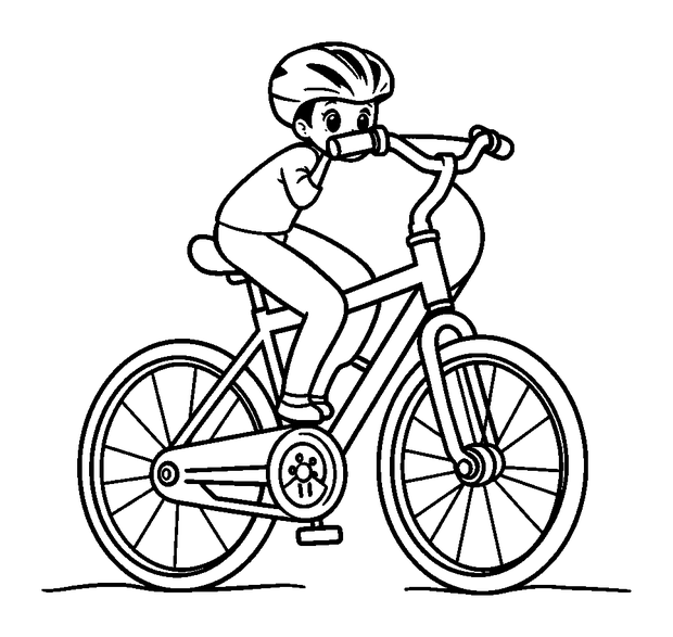 Cycling colouring page — free printable for kids