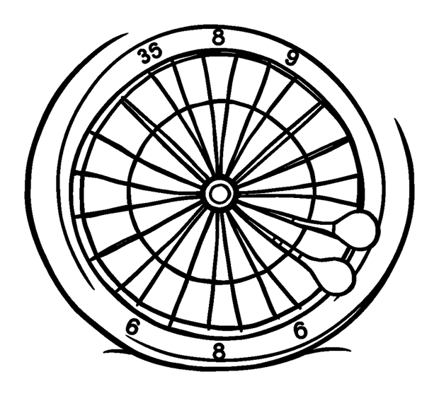 Darts Board colouring page — free printable for kids
