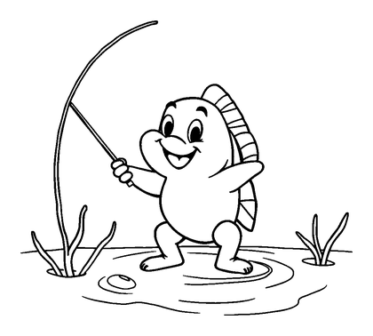 Fishing Colouring Page (Kids, Bold & Easy)