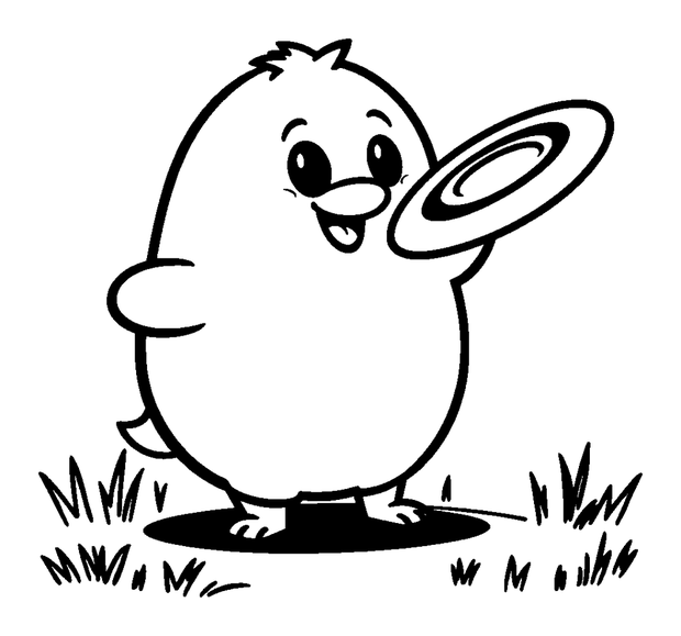 Frisbee colouring page — free printable for toddlers
