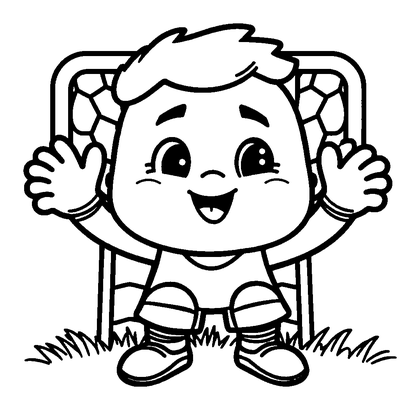 Goalkeeper Colouring Page (Kids, Bold & Easy)
