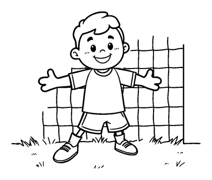 Goalkeeper Colouring Page (Kids, Bold & Easy)