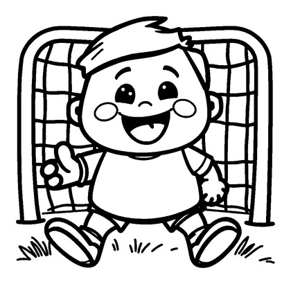 Goalkeeper Colouring Page (Toddler, Bold & Easy)