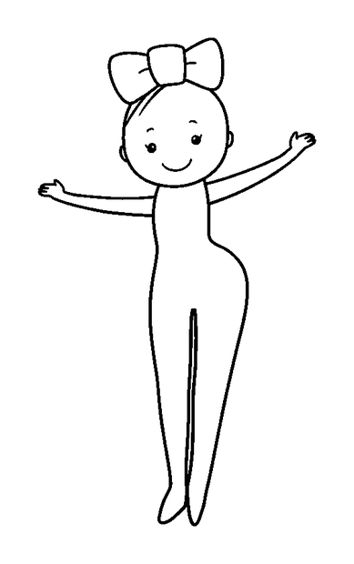 Gymnastics Ribbon Twist colouring page — free printable for toddlers