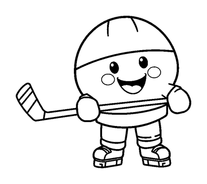Hockey Colouring Page (Toddler, Bold & Easy)