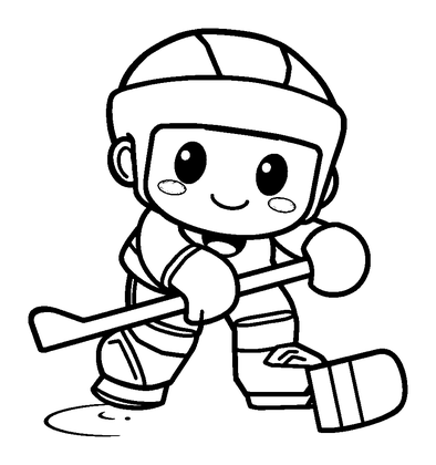 Hockey Colouring Page (Toddler, Bold & Easy)