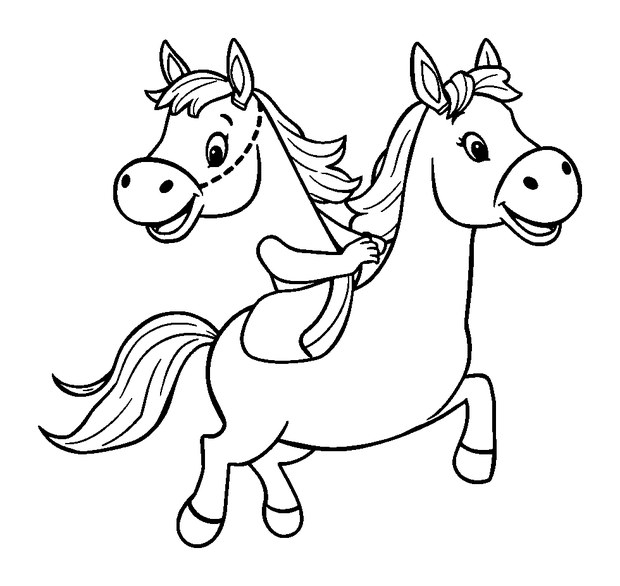 Horse Riding colouring page — free printable for kids