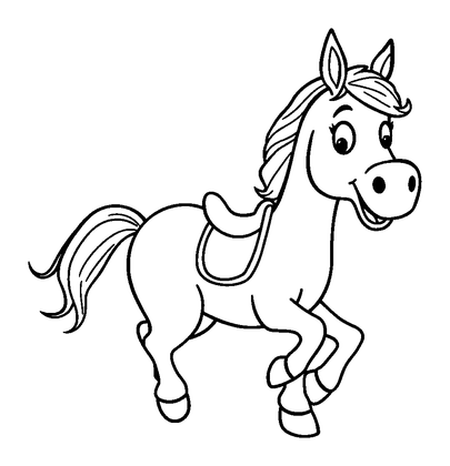 Horse Riding Colouring Page (Toddler, Bold & Easy)