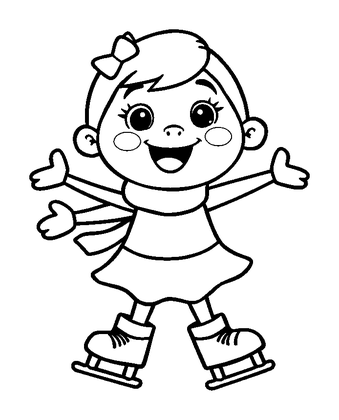 Ice Skating Colouring Page (Kids, Standard)