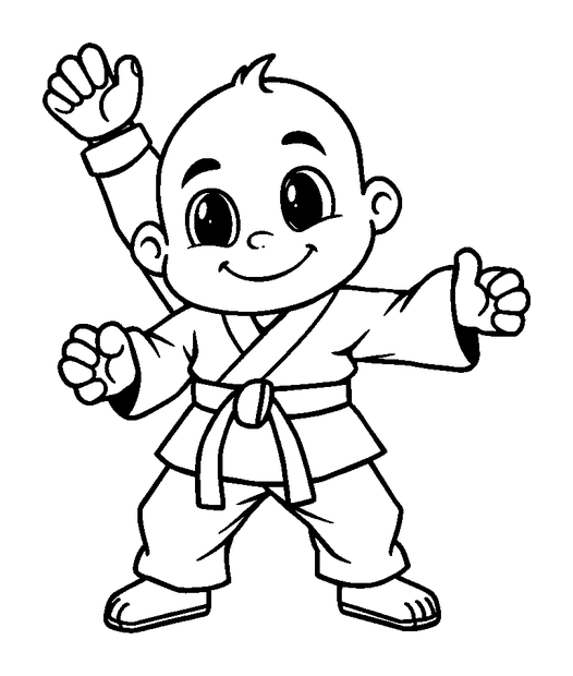 Karate colouring page — free printable for kids