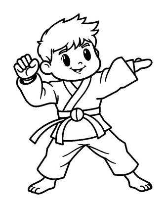 Karate Colouring Page (Kids, Bold & Easy)