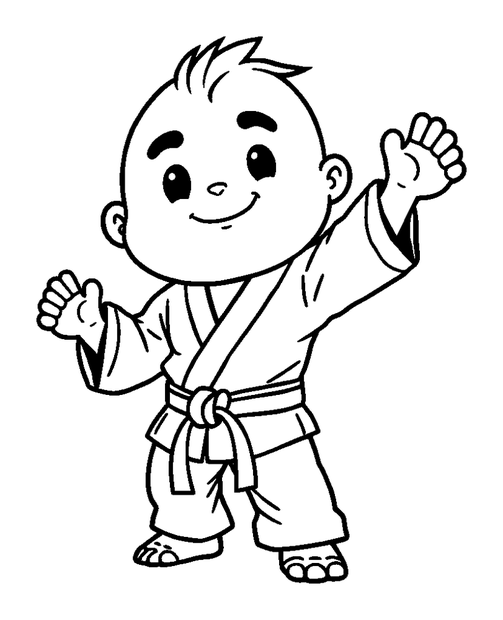 Karate colouring page — free printable for kids