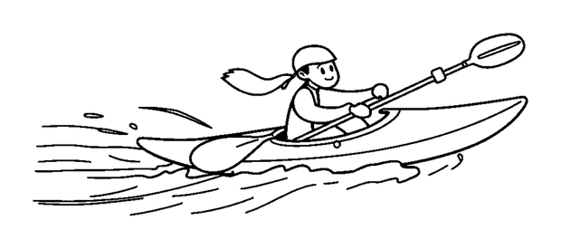 Kayak Race colouring page — free printable for kids