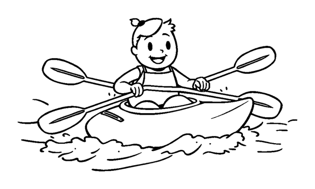 Kayak Race colouring page — free printable for toddlers
