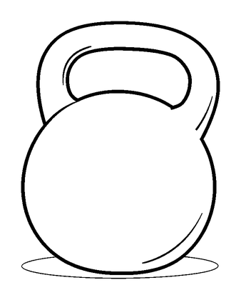 Kettlebell Colouring Page (Kids, Bold & Easy)