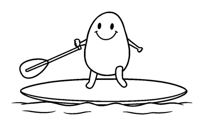 Paddleboard Colouring Page (Toddler, Bold & Easy)