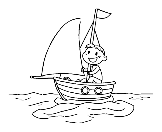 Sailing colouring page — free printable for kids