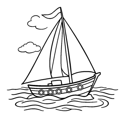 Sailing Colouring Page (Kids, Bold & Easy)