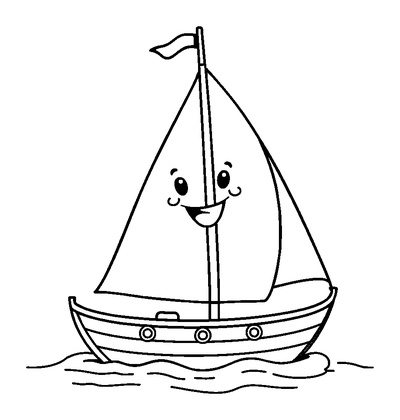 Sailing Colouring Page (Toddler, Bold & Easy)