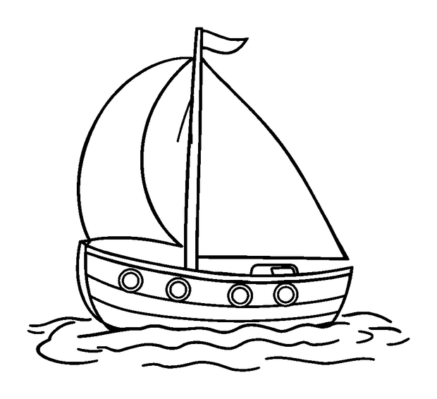Sailing colouring page — free printable for toddlers