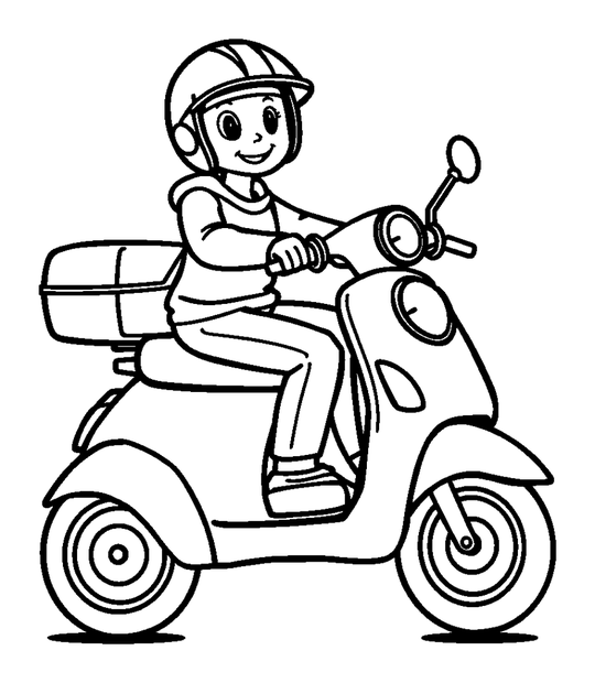 Scooter Sport colouring page — free printable for kids
