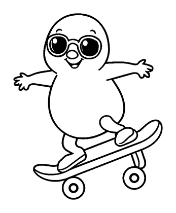 Skateboarding Colouring Page (Kids, Bold & Easy)