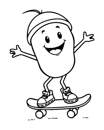Skateboarding Colouring Page (Toddler, Bold & Easy)