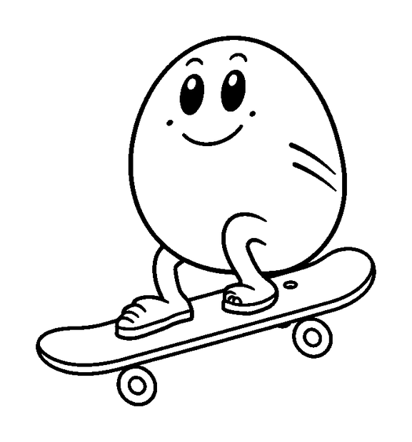Skateboarding colouring page — free printable for toddlers