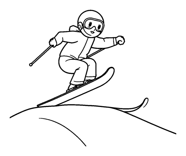 Ski Jump colouring page — free printable for kids