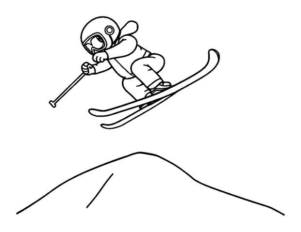 Ski Jump colouring page — free printable for kids