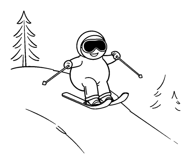 Ski Jump colouring page — free printable for toddlers