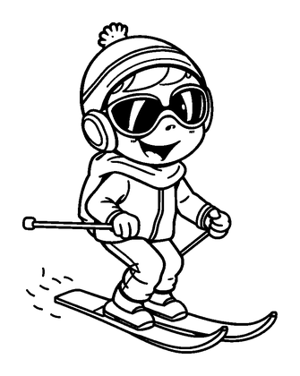 Skiing Colouring Page (Kids, Standard)