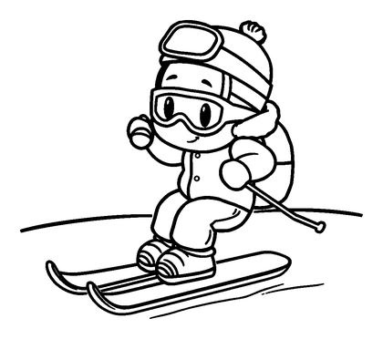 Skiing Colouring Page (Kids, Standard)