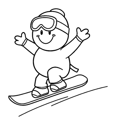 Snowboarding Colouring Page (Toddler, Bold & Easy)