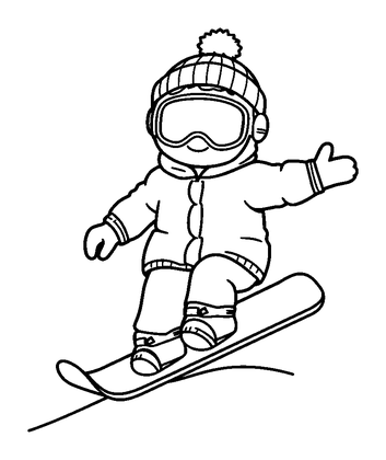 Snowboarding Colouring Page (Toddler, Bold & Easy)
