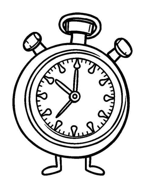 Stopwatch colouring page — free printable for toddlers