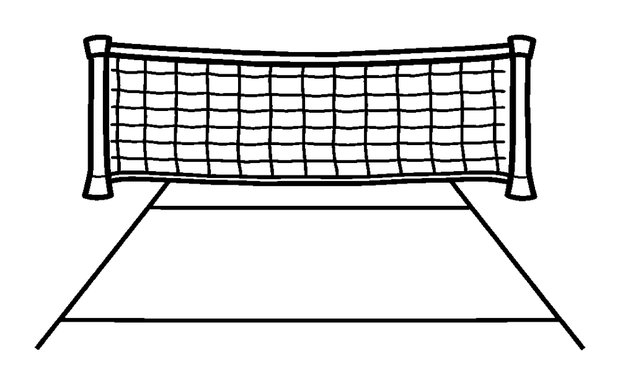 Tennis Net Court Lines colouring page — free printable for kids
