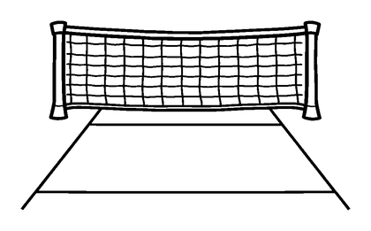 Tennis Net Court Lines Colouring Page (Kids, Bold & Easy)