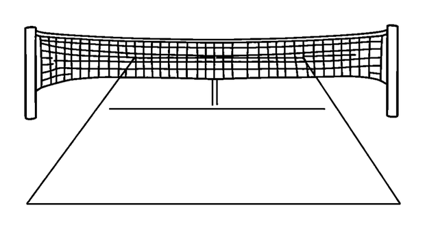 Tennis Net Court Lines colouring page — free printable for kids