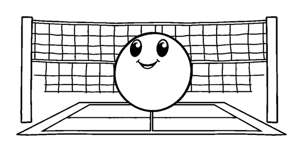 Tennis Net Court Lines colouring page — free printable for toddlers