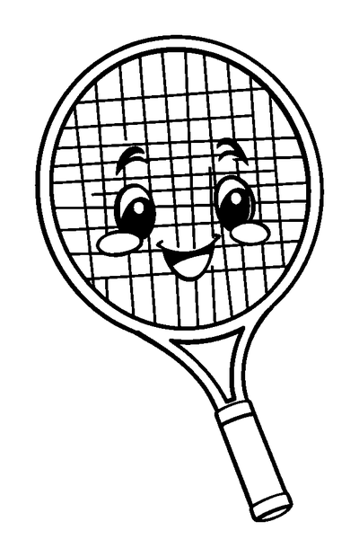 Tennis Racket colouring page — free printable for toddlers