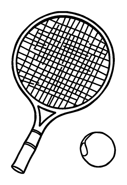 Tennis Racket colouring page — free printable for toddlers