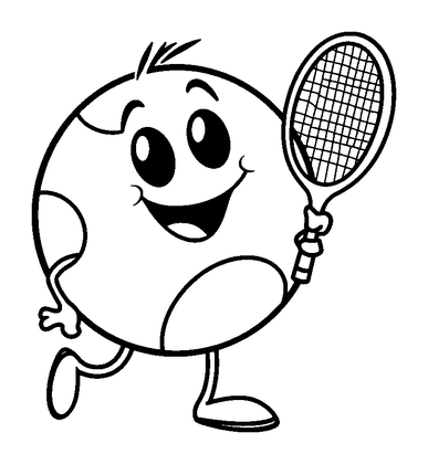 Tennis Colouring Page (Toddler, Bold & Easy)