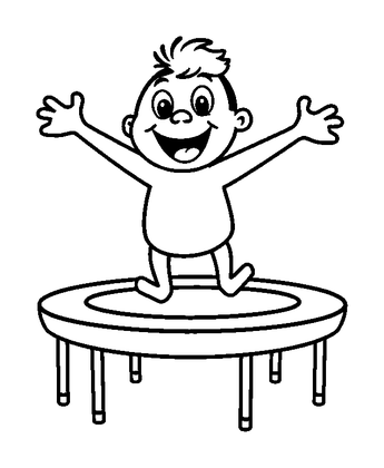 Trampolining Colouring Page (Kids, Bold & Easy)