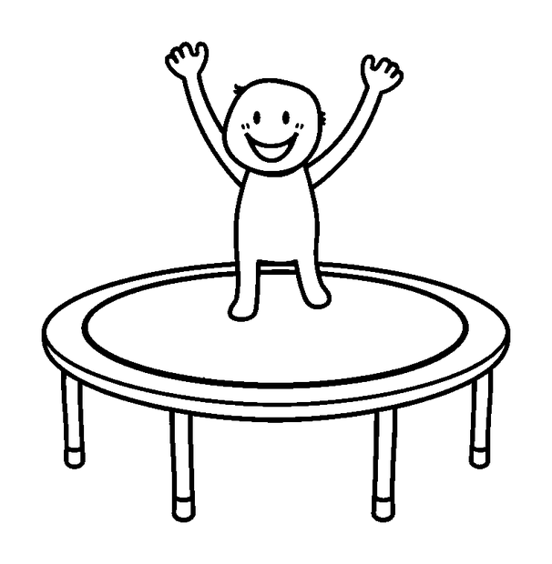 Trampolining colouring page — free printable for kids