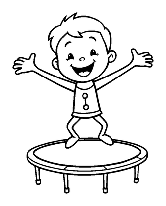 Trampolining Colouring Page (Kids, Standard)
