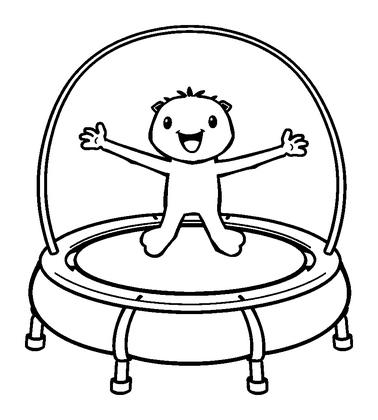 Trampolining Colouring Page (Kids, Standard)