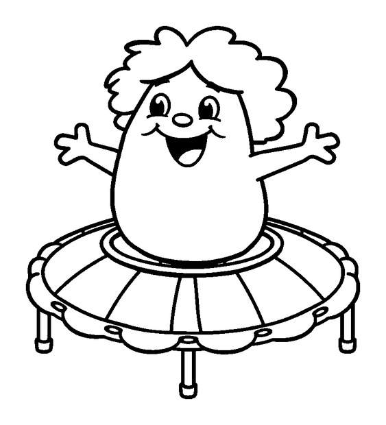 Trampolining colouring page — free printable for toddlers