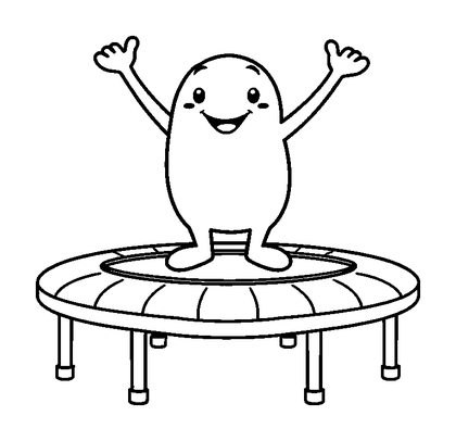 Trampolining Colouring Page (Toddler, Bold & Easy)